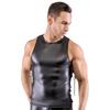 Menn Sexy PU Skinn Svart Undertøy Tank Tops Sett Muskel Form Cosplay Kostyme Åpen glidelås Erotisk Undertøy Gay Hollow