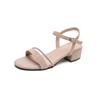 Fashion Narrow Band Med-high Heels Summer Shoes Woman Chunky Heel Crystal Sandals Ankle Strap Suede Leather Sandalias Mujer 2025