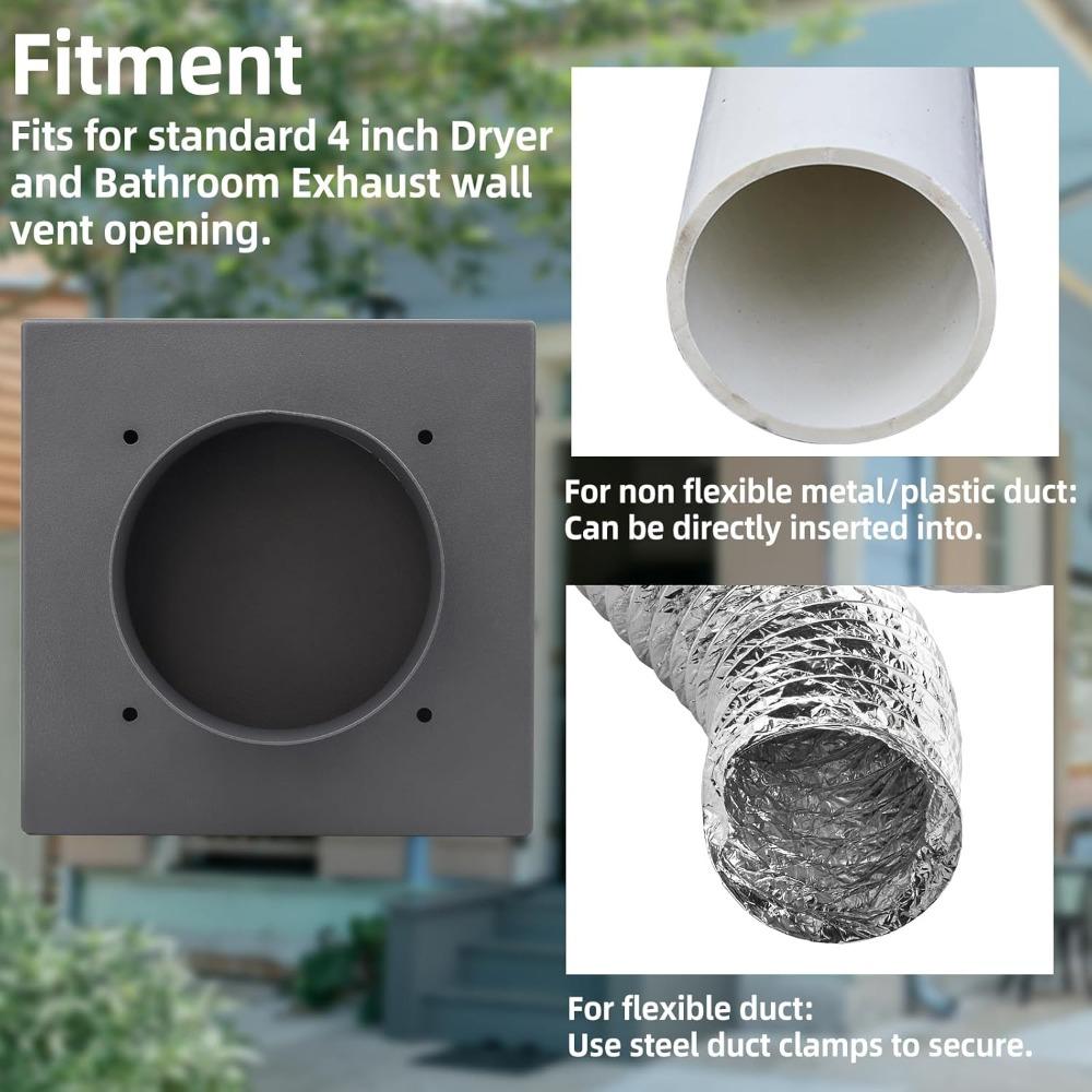 4 Inch Dryer Vent Cover - Outside Wall Exhaust Hood for Clothes Dryer, Aluminum Louvered Vent with Flap, Weatherproof