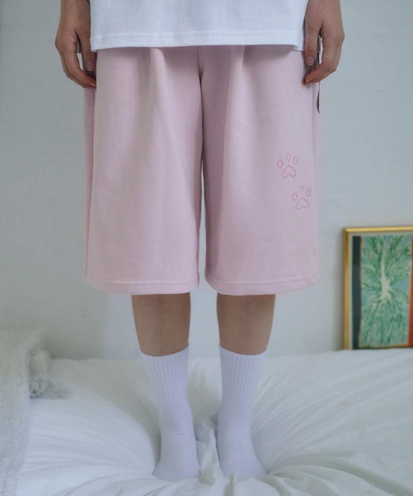 AMBLER Puppy Puppy Bermuda Pants Bermuda Single-Pleat Sweat Shorts Asp902 (Pink)