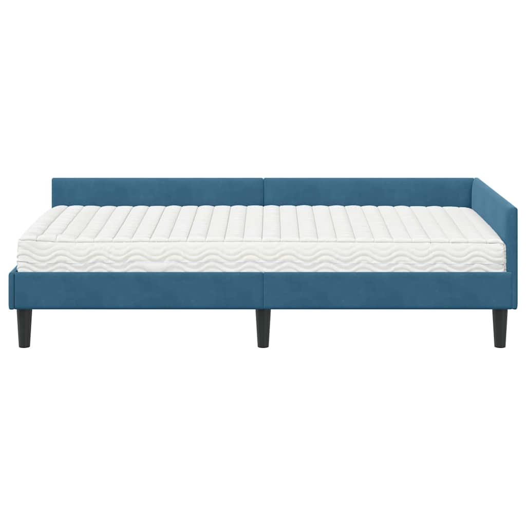 Corner Bed Frame with Mattress Other 2 Pcs Blue Velvet