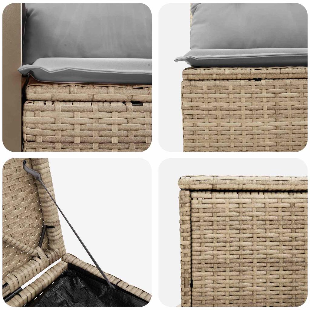 Sofa Set 7 Pcs Beige and Light Gray Poly Rattan and Steel