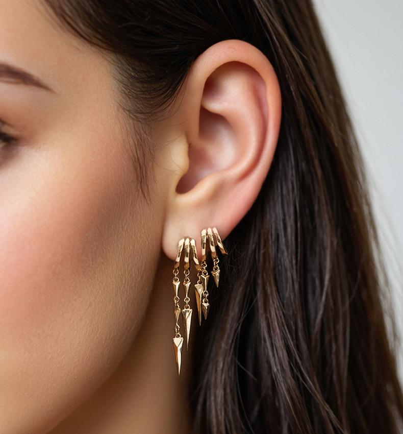 Fashion Jewelry 18K Gold Plated 925 Silver Earrings Piercing Jewelry 925 Sterling Silver Tassel Chain Stud Earrings for Women