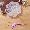 Ancient Handheld Flora Embroidered Fan with Pendant Floral Shaped Chinese Style Fan Butterfly Tassels Group Fan Photography Prop