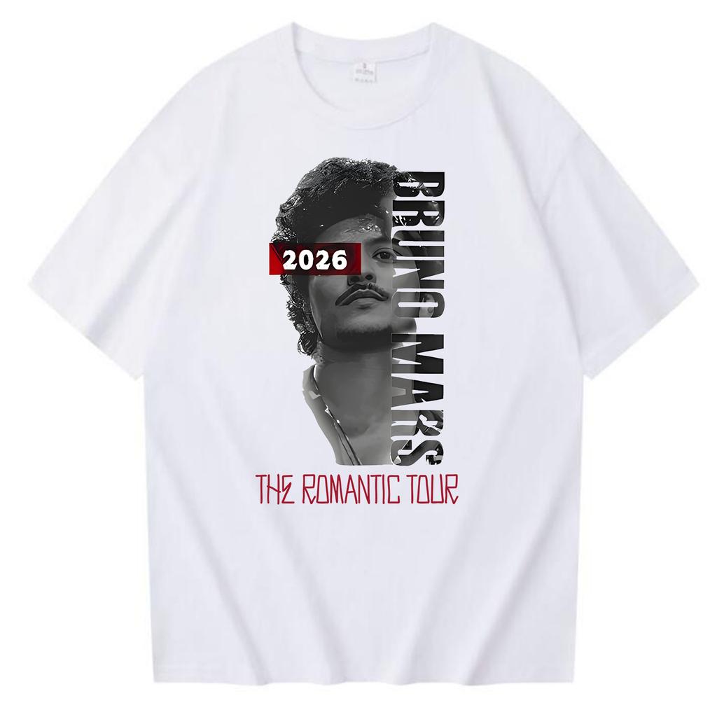 Bruno Mars The RoUnisextic Tour 2026 T-Shirt Unisex Damen Hip Hop Sommer Vintage Kurzarm Rundhals Lässiges Hemd Oberteile