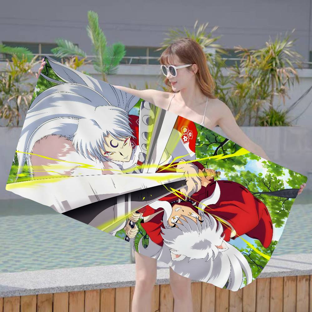 Japanese Anime Inuyasha Big Microfiber Beach Towels Quick Dry Towel Sand Beach Towels Pool Towel for Travel Swim Pool Yoga