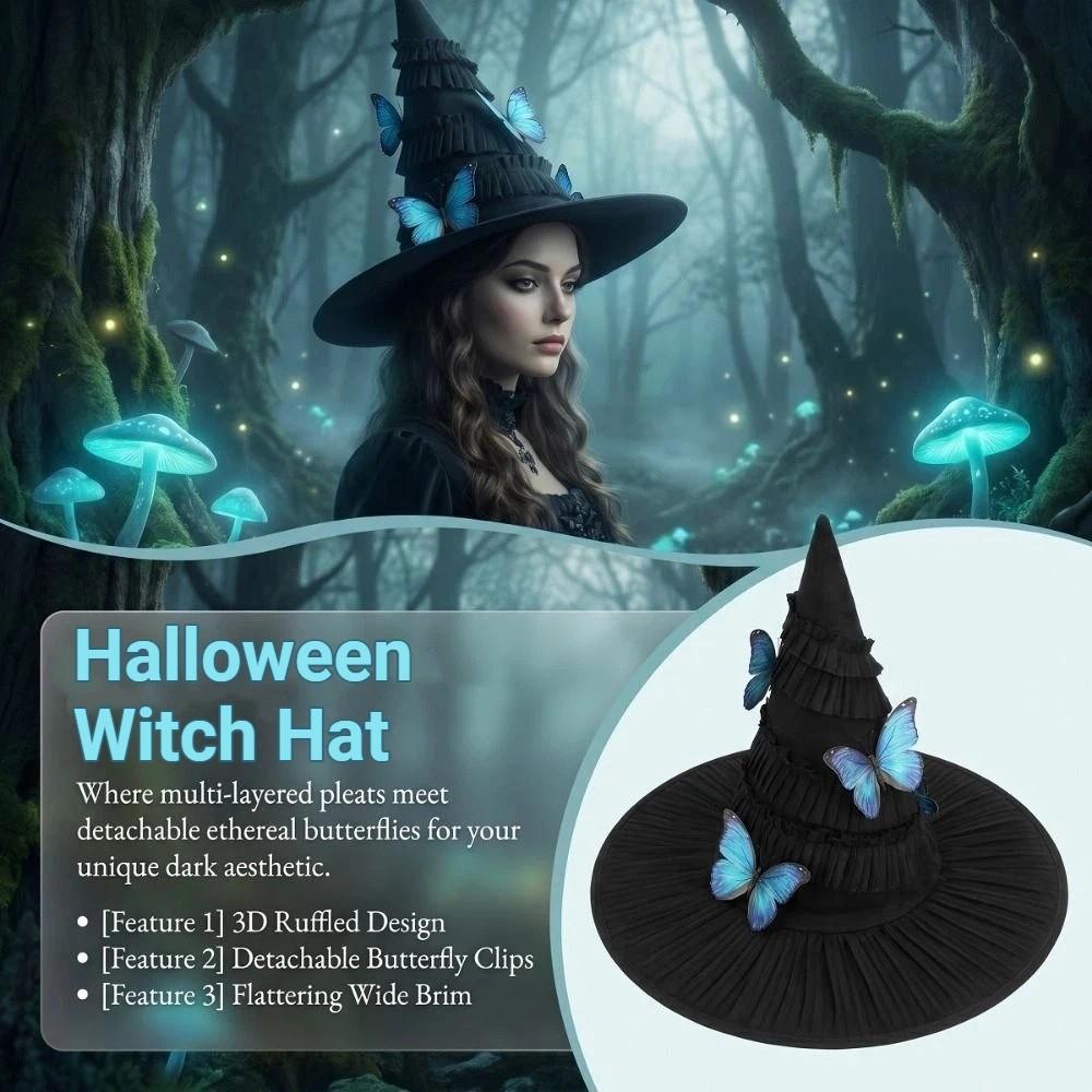 Gothic Lolita Witch Hat Tall Pointed Cone Top Women's Wizard Cap Halloween Hat Masquerade Ball