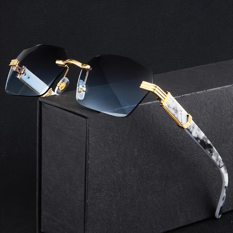 Vintage Style Rimless Fashion Glasses for Men & Women Metal Hinges, Marble Pattern, Lightweight & Durable, Fashionable Eyewear