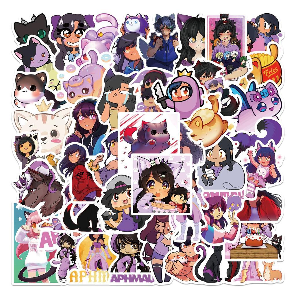 10/50 Peças Adesivos Fofos Kawaii da Aphmau Adesivos de Graffiti de Pelúcia da Aphmau para Mala DIY Laptop Skate Bicicleta Adesivos