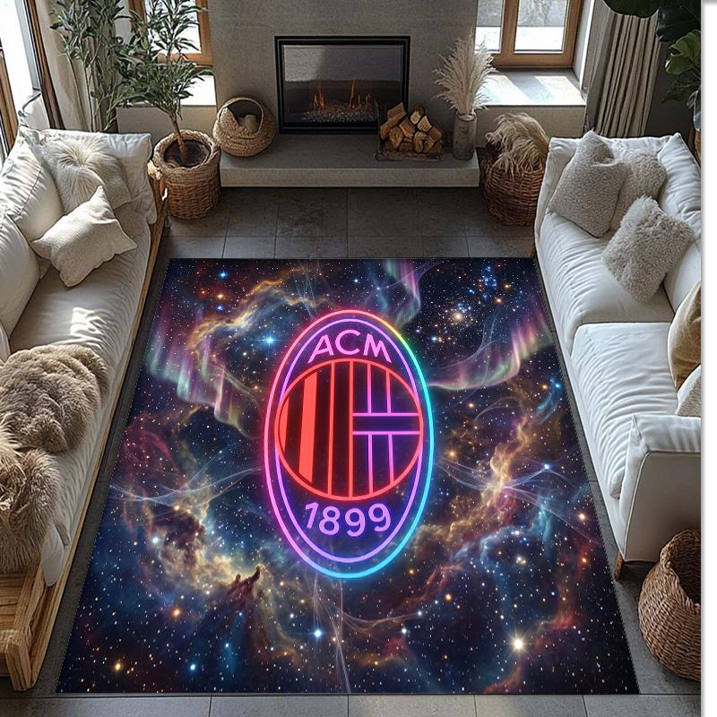 AC Mailand Bedruckter Flanell Teppich Rutschfest Weicher Polyester Boden Teppich Indoor Dekor Matte für Schlafzimmer Wohnzimmer Sofa Spielzimmer Heimdekoration