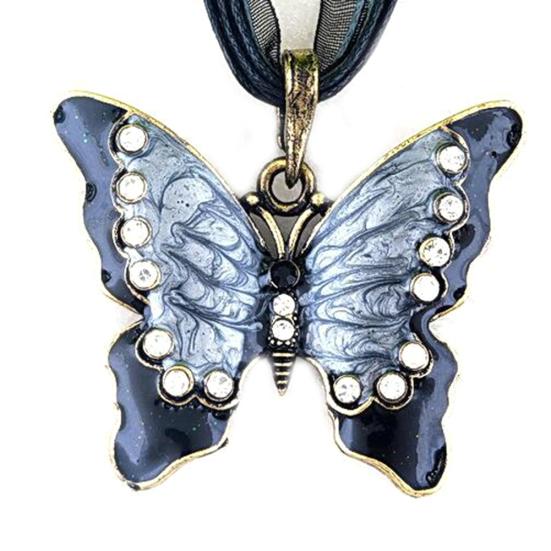 Collier pendentif papillon en émail pour femmes, Vintage, strass, bijoux de fête, cadeau