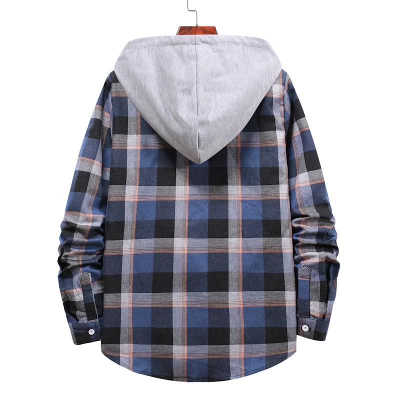 flannel zip up moletom com capuz men's