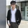 2026 Herre Koreansk Stil V-hals Strikket Cardigan - Løstsittende, Tykk, Langermet for Høst/Vinter