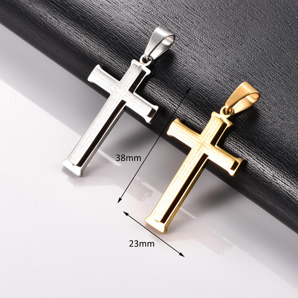 Vintage Stainless Steel Cross Pendant Necklace for Women Men Religious Christ Charm Chain Christian Faith Prayer Metal Jewelry