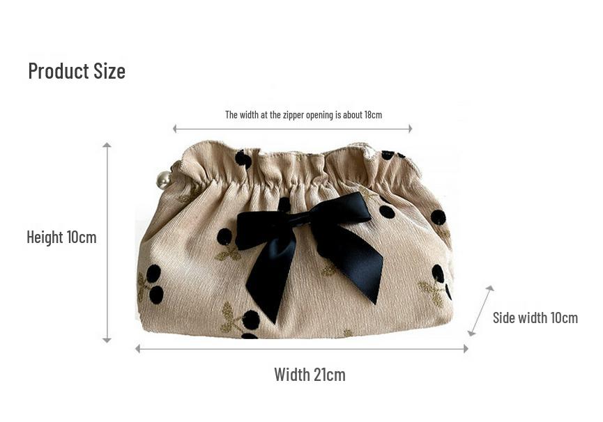 Corduroy Cherry Makeup Bag for Girls: Stylish, Large Capacity, Evening & Travel Portable Bag