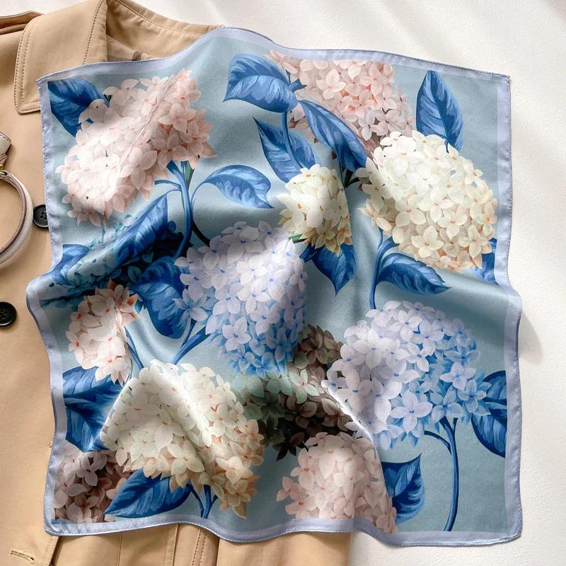 

Fashion 100% Silk Satin Scarf Women Handkerchief Printed Bag Scarfs Female Square Head Bandana Small Neck Scarves For Ladies