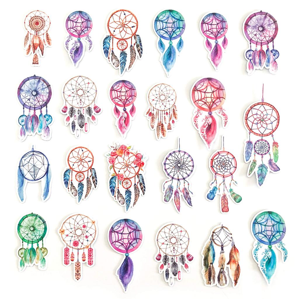 Navy Peony Dreamcatcher Waterproof Sticker Set and Stickers for Water and Journals (23 Stickers) - Cute, Water-Resistant, Long-Lasting Bottles,