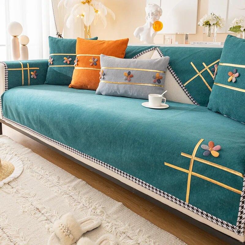 Chenille New Sofa Cushion Thickened Jacquard Non-slip Cushion General Living Room High Gram Sofa Cover Backrest Towel Furniture