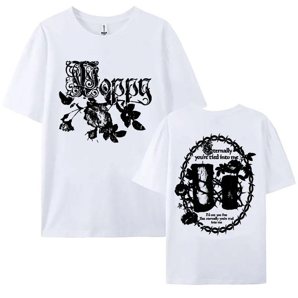 Poppy Eternally Tied Tee Summer Cotton Short Sleeve Female Tshirts Casual Graphic Print T-shirt Unisex Tops XS белый