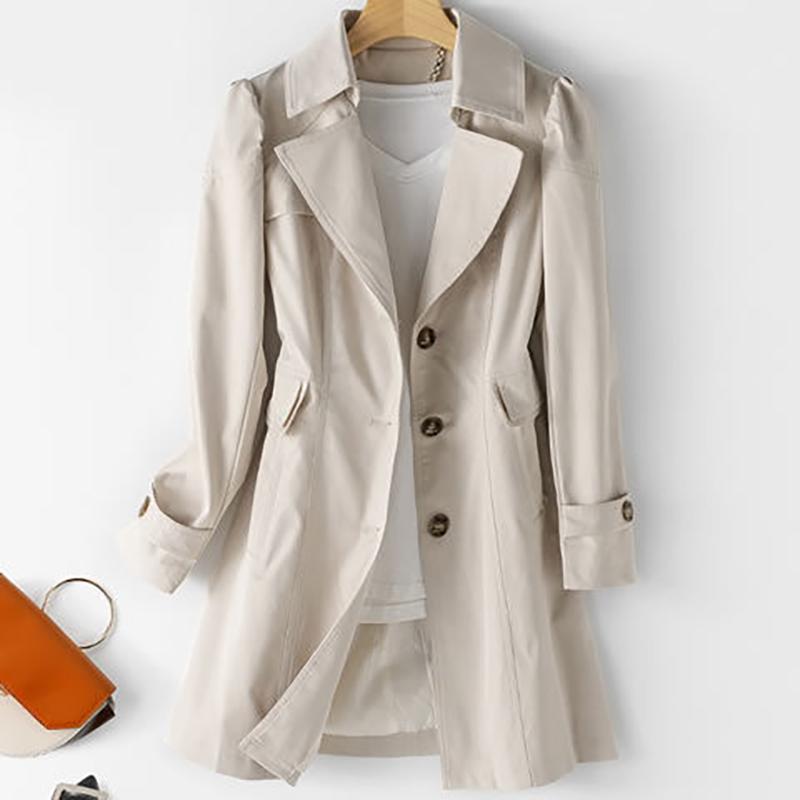 Windbreaker Women's Medium Long Slim Fit Korean Version Jacket Spring Autumn Plus Size Versatile Women
