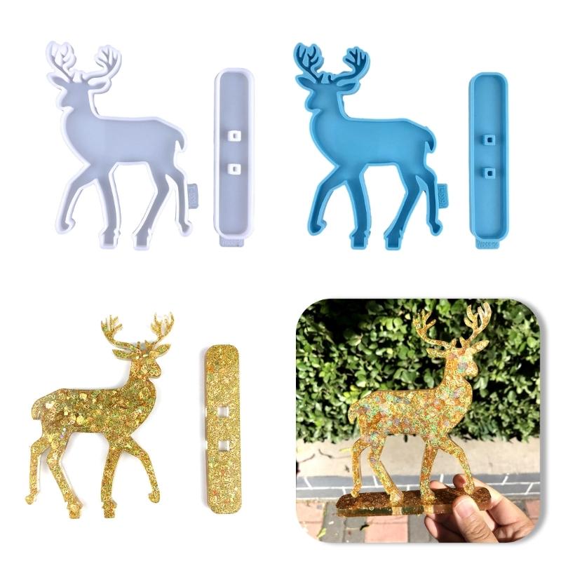 Christmas Deer Resin Silicone Mold Deer Ornaments Epoxy Resin Mold for Casting Car Home Decorations Christmas Supplies