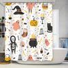 Halloween-themed Shower Curtain with Witch Hat Patterns for Home Decor In Bathroom Accessories White 75x180cm #364292