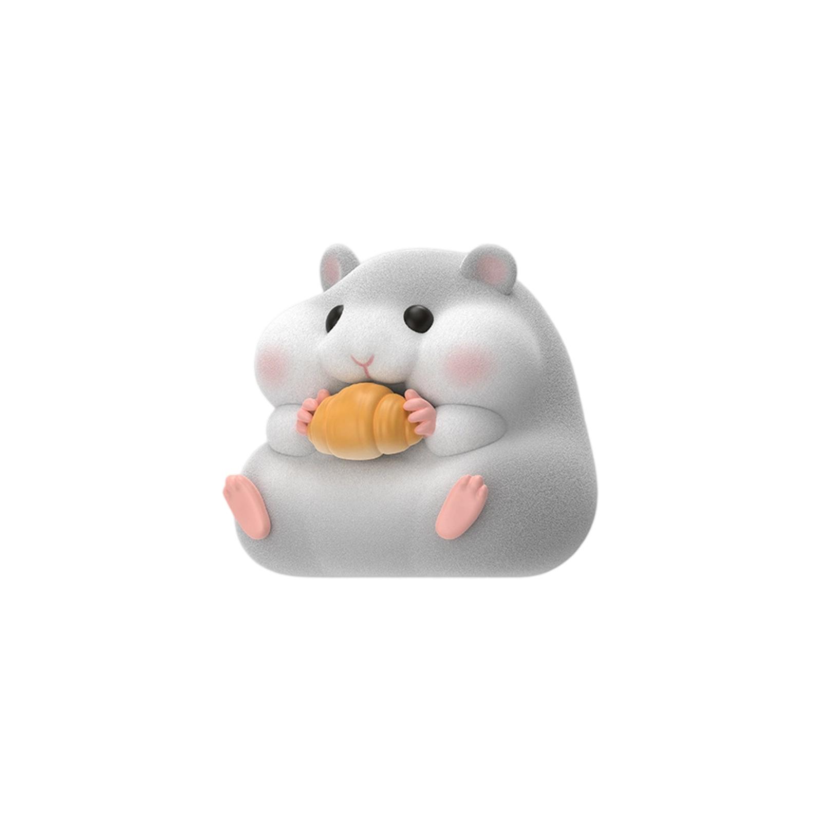 

Cute Sitting Hamster Figurine Holding a Piece of Cheese Collectible Toy Model Resin Desk Ornament for Home Office Decoration One Size