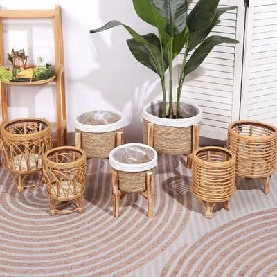 Floor Flower Stand, Heavy Pots Stable Rattan Basket, Smooth Surface Flower Stand for Indoor Outdoor Balcony