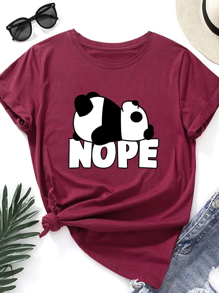 Cute Nope Panda Print T Shirt WoUnisex Short Sleeve O Neck Loose Tshirt Summer WoUnisex Causal Tee Shirt Tops Camisetas Mujer