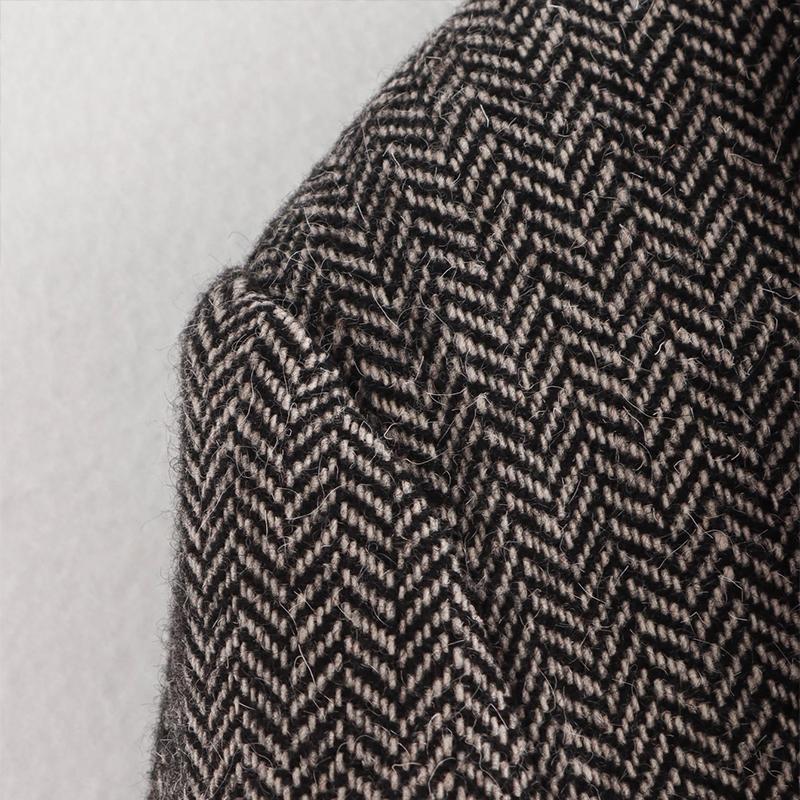 Vintage Lapel Herringbone Suit Coats Women Casual Single-Breasted Pockets Jackets Coat Lady Autumn Chic High Street Outwear
