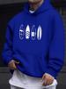 Coastal Surfing Element Men Hip Hop Sports Hoodie Four Stylized Surfboard Line Print Loose Oversized Casual Street Sweatshirt