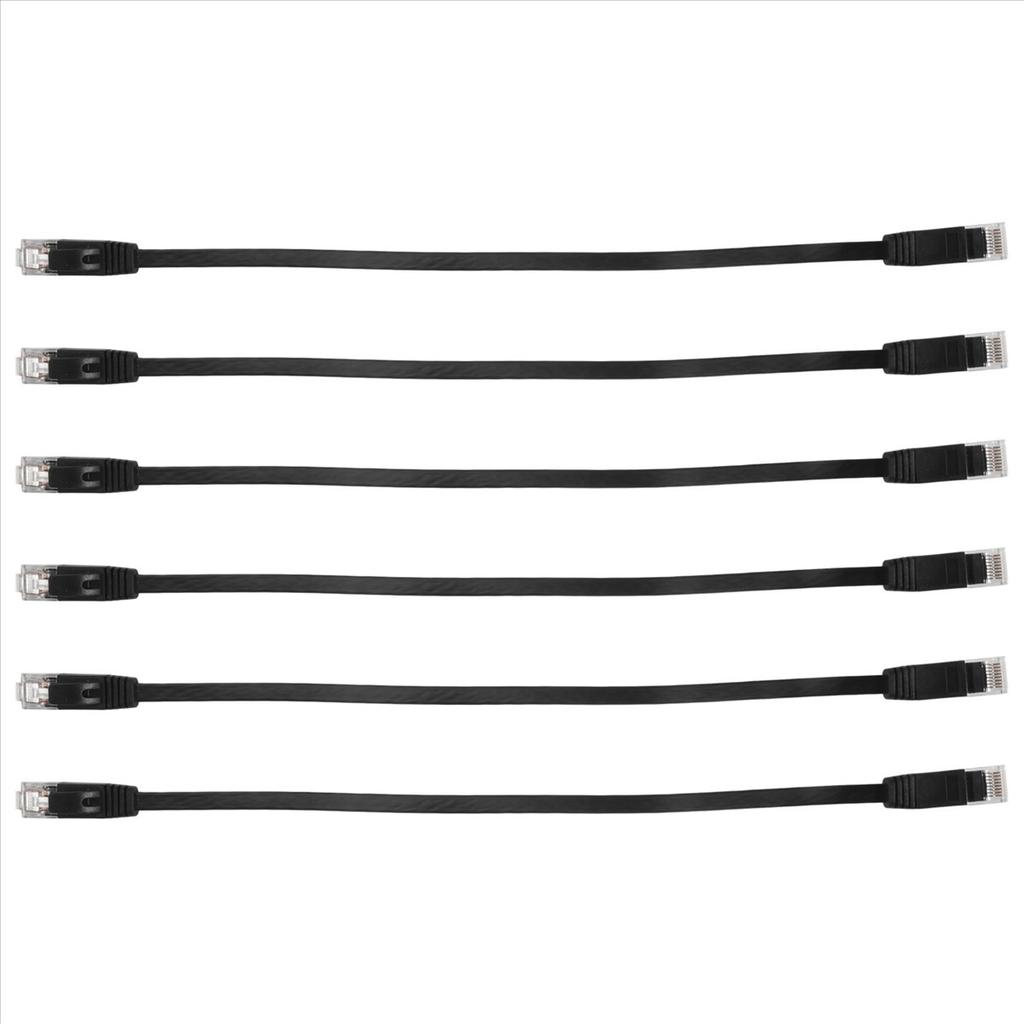 6 Pcs 1 Ft Flat Internet Network Cable Solid Cat6 High Speed Patch Lan Wire With Snagless Rj45 Connectors