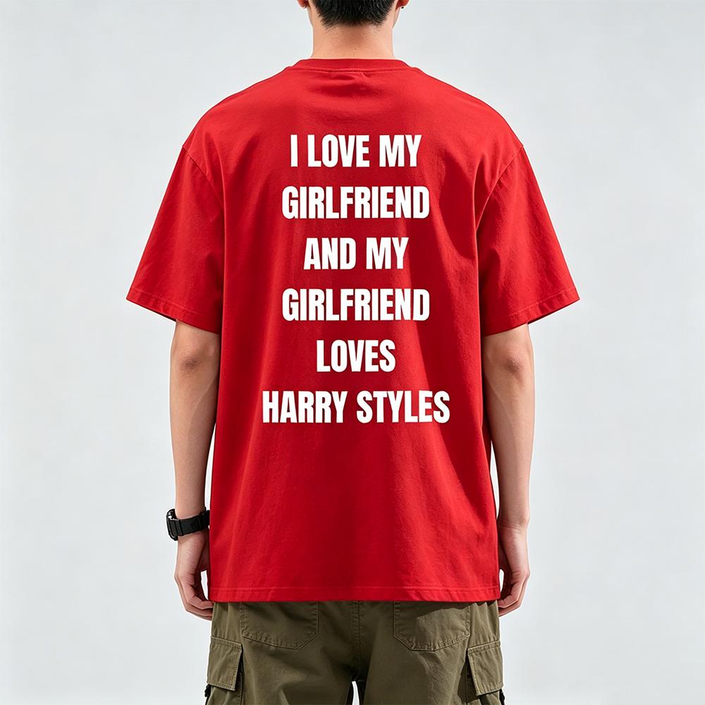 Meine Freundinnen sind in Harry Styles verliebt Unisex Boxy T-Shirt Mode Design Grafikdruck T-Shirt Hohe Qualität Baumwolle Bequemes Oberteil