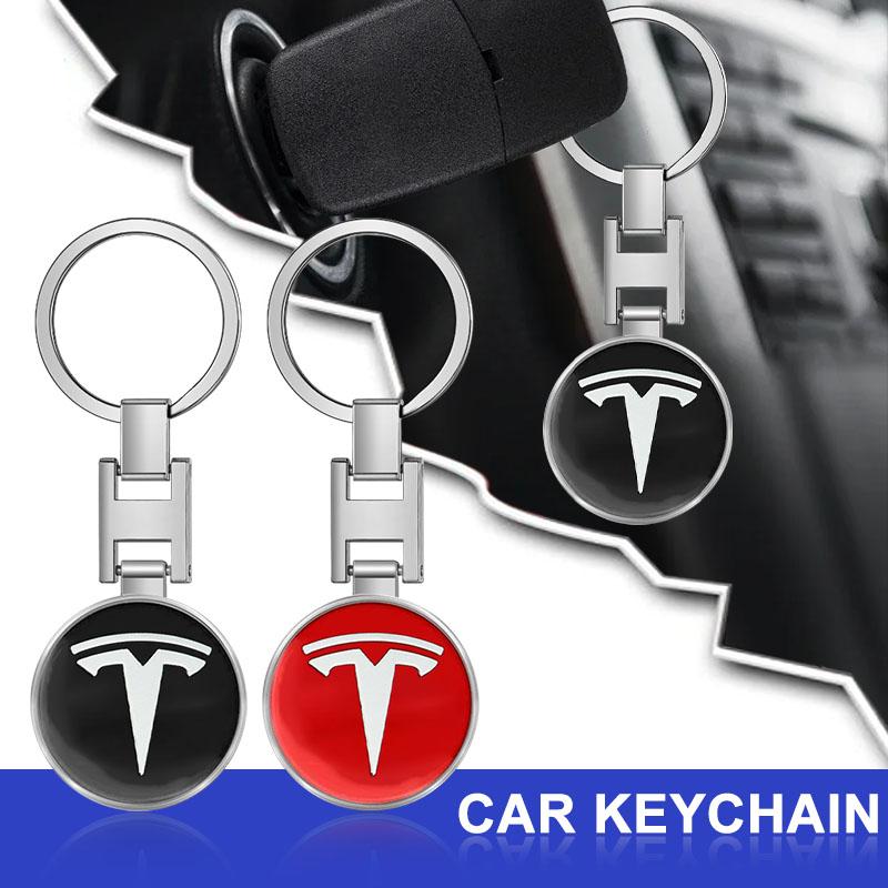 1Pcs Car Emblem Keychain Key Ring Accessories For Tesla Model 3 Model X S 2016-2023  Model Y Decals TM3 TMX