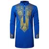 Nuova Camicia Casual Stampata da Uomo Stampa Oro Collo Alto Staccabile Pullover Camicia Comoda