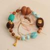 New Chinese Magnesite Turquoise Sandalwood Bracelet Design Gentle White Nine-tailed Fox Red Agate Accessories Fashion Bracelet