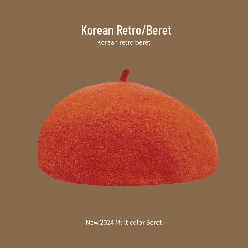 Korean Style Women's Wool Knit Beret – Warm Retro Octagonal Hat