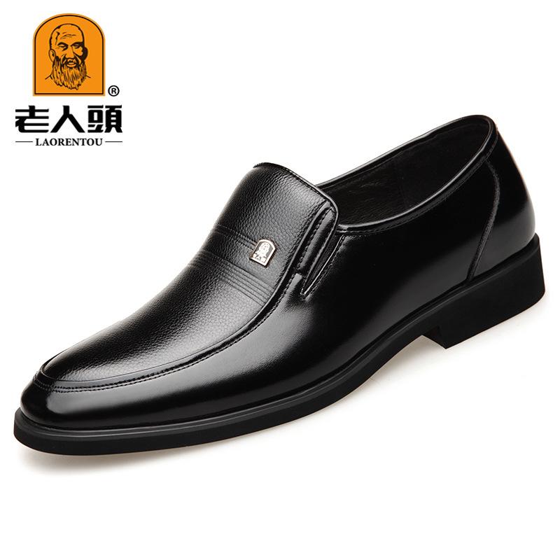 Pánské kožené boty z pravé kůže, obchodní, z první vrstvy hovězí kůže, luxusní balení, kožené boty pro tátu, kožené boty pro starší pány, kombinézky, ležérní boty