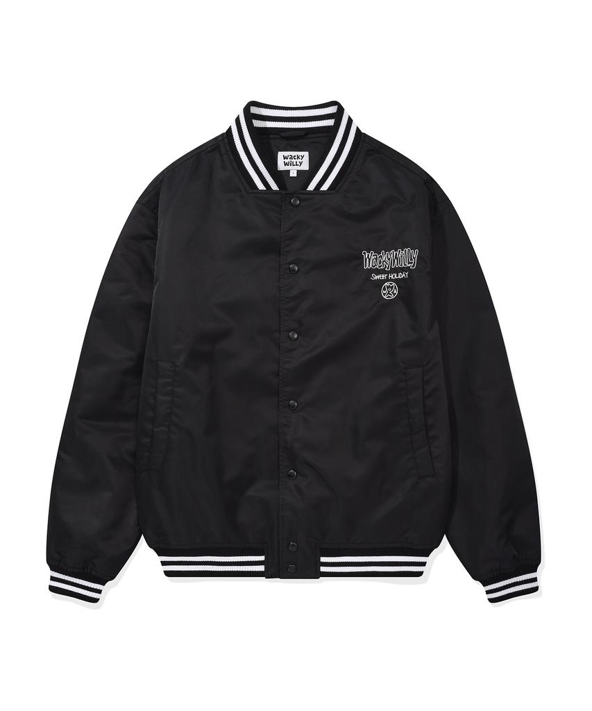 Wacky Willy Nylon Varsity Jacket Black