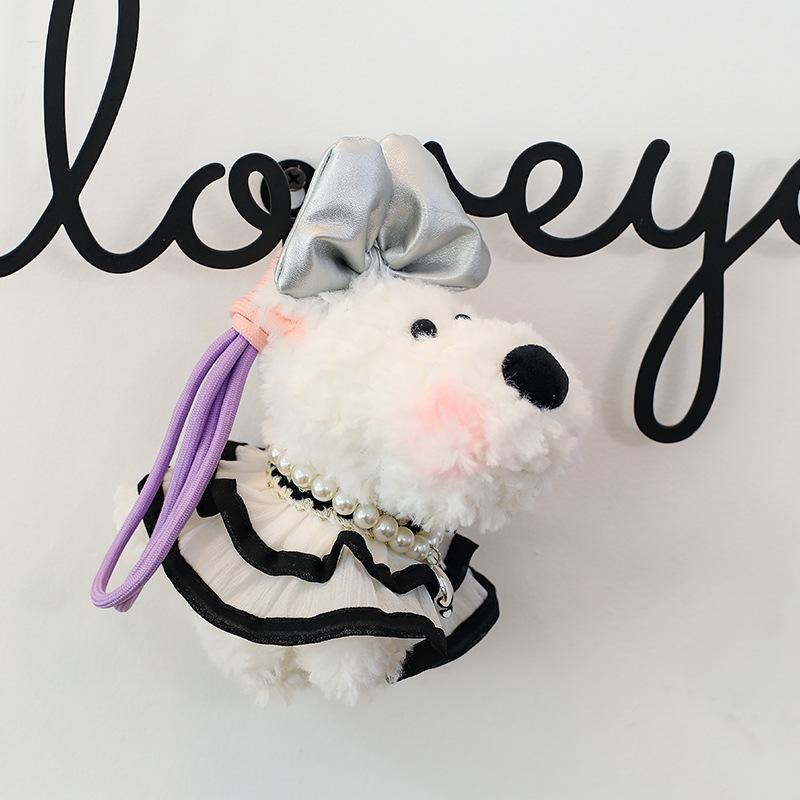 ins West Highland Dog Plush Toy Pendant Bow Puppy Girl Heart Bag Keychain Pendant