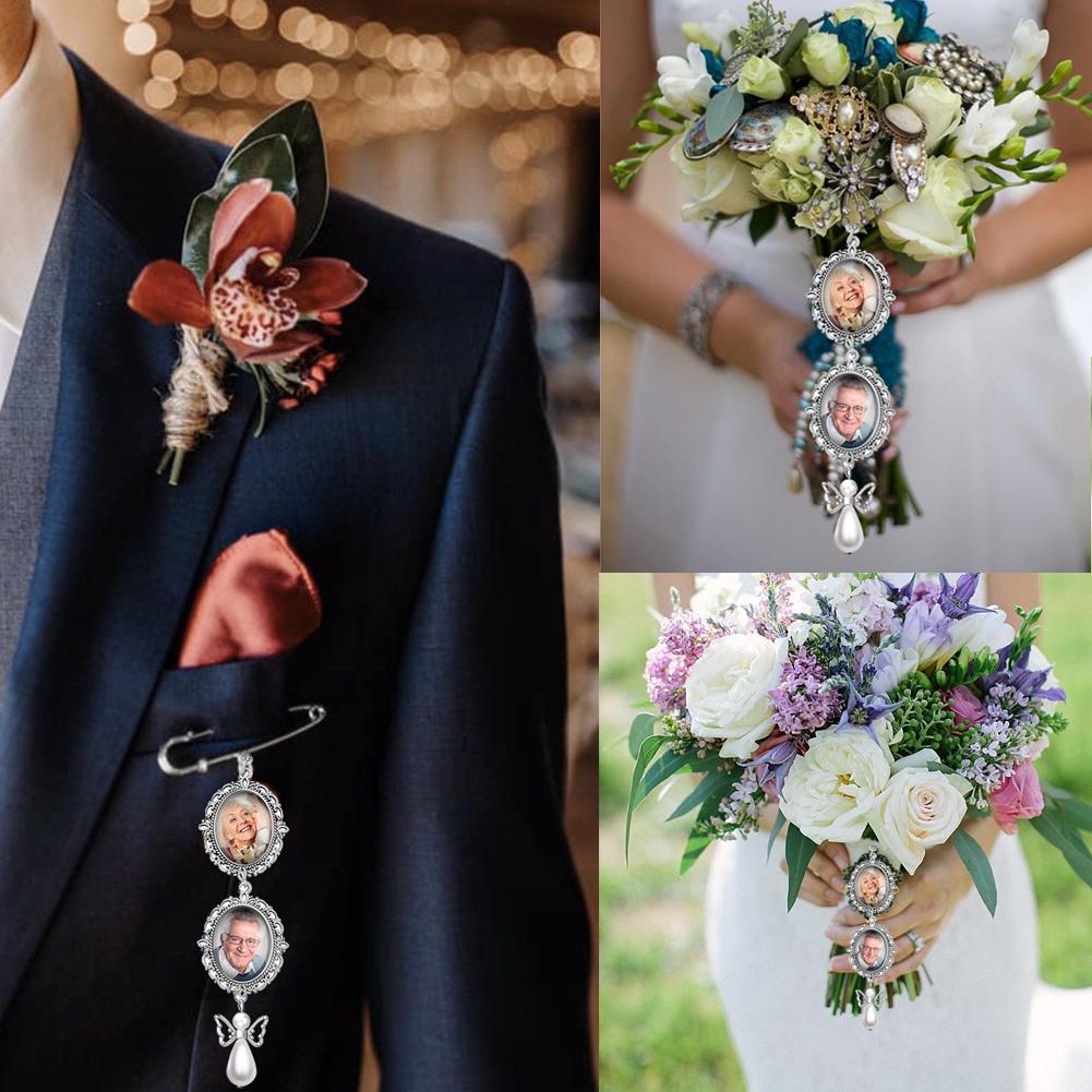 Wedding Bouquet Photo Charms Cabochon Pendants Pearl Pendant for Bridal Wedding Party