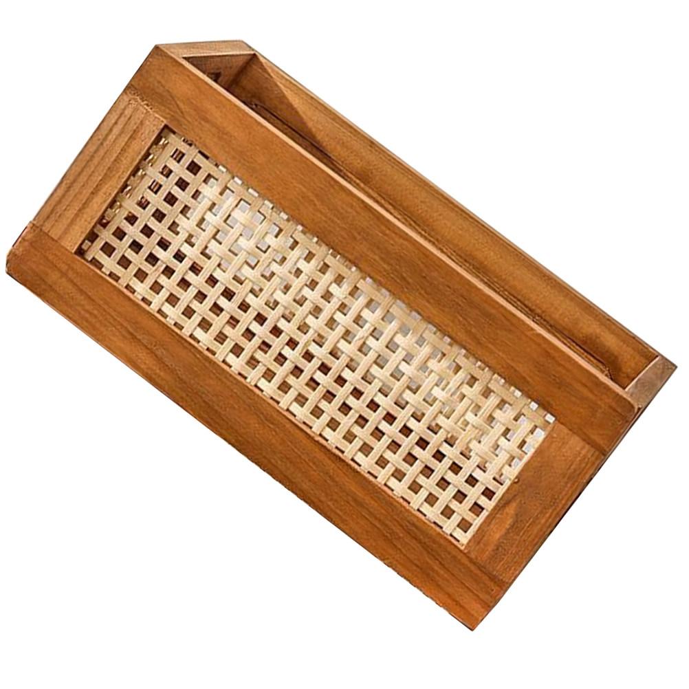 

Wooden Woven Storage Basket Handmade Bamboo Desktop Box for Cosmetics Snacks Books Small Items Organizer Decorative 30X20X14CM