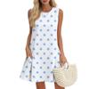 Women's Casual Fashion Breathable Round Neck Vest Floral Holiday Dress With Pockets