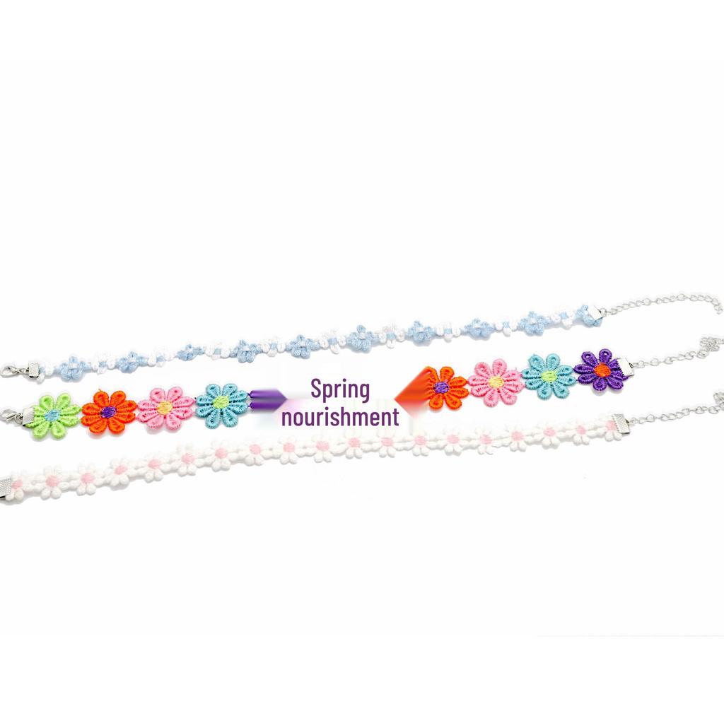 Floral HyunA Style Choker Necklace - Colorful Spring & Summer Korean/Japanese Jewelry