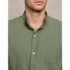 Men Stand Collar Short Sleeve Linen Shirt Full Button Down Chest Pocket Solid Casual Blouse