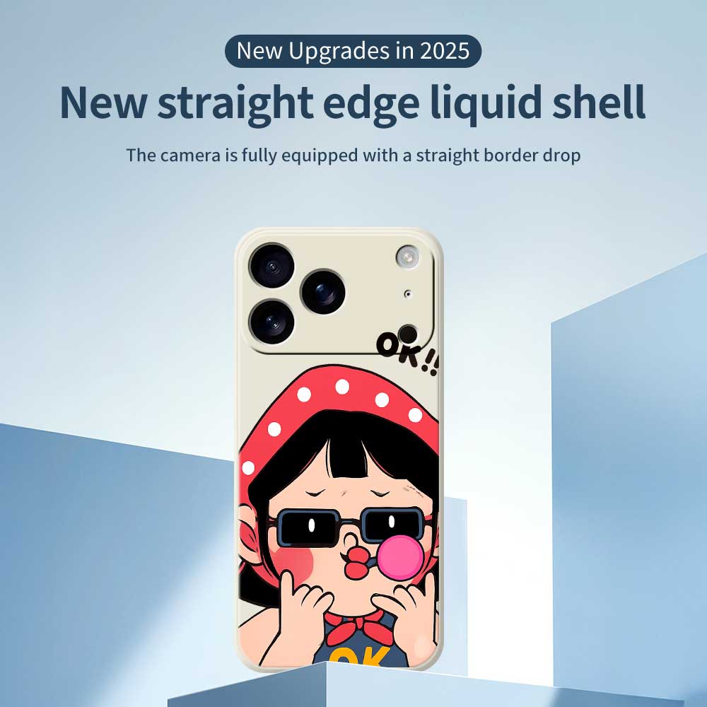 For iPhone 17 Pro Max Case Cute Kid Pattern Printing Straight Edge TPU Phone Back Cover