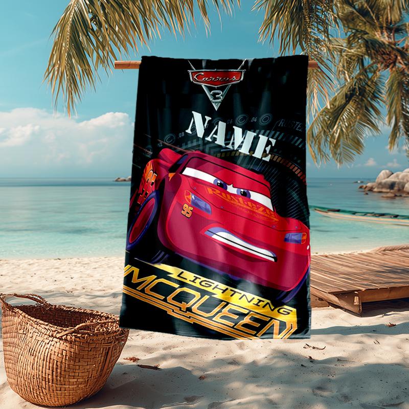 Custom Name Ultra-Soft Beach Towel with Cars Theme,Ideal for Pool - Camping, Diving - Perfect Travel Essential, Vibrant Beach Towel.