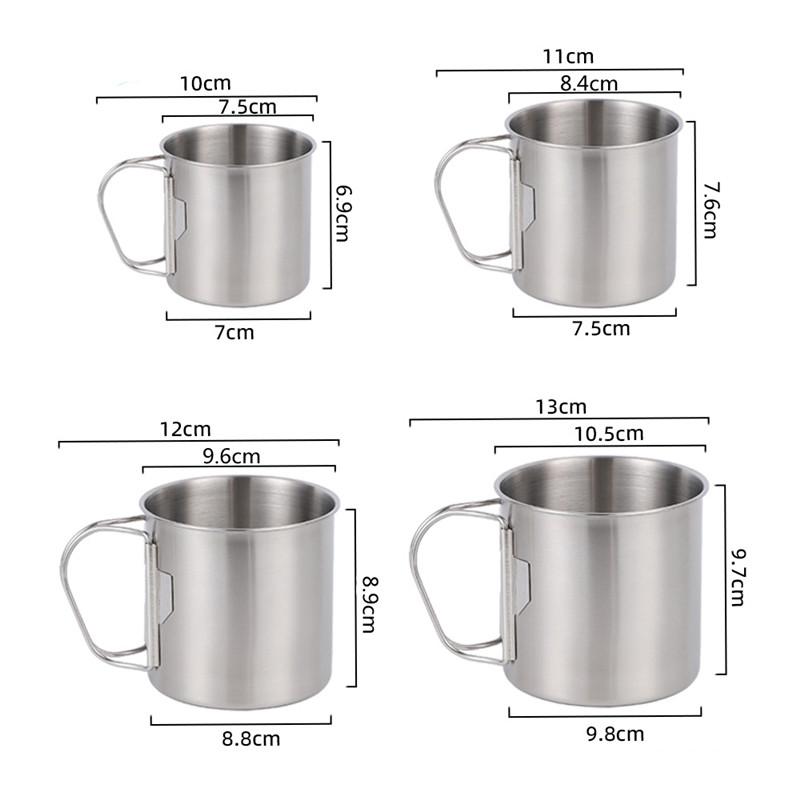 Stainless Steel Outdoor Camping Cup Portable Foldable Handle Beer Cups Coffee Water Mugs Picnic Travel Drinkware Tumbler