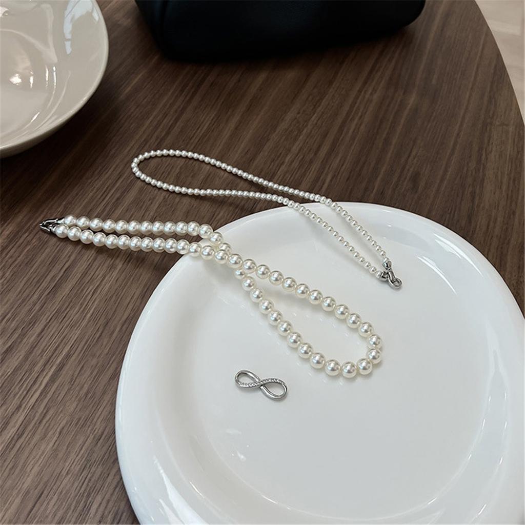 Tooxika Luxury Elegant Temperament 8 Word Ring Buckle Detachable Multi-wearing Pearl Necklace Collarbone Chain Jumper Chain