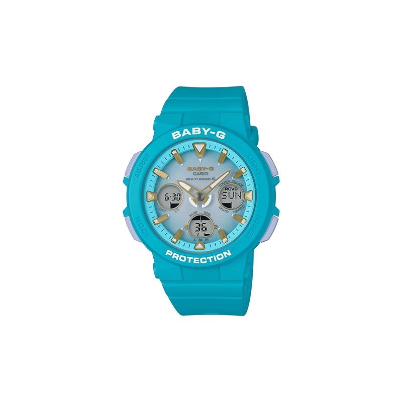 

Casio BABY-G series Beach travel series Solar powered six-station radio wave Waterproof movement Quartz movement Resin strap Japanese and BGA-2500-2A синій